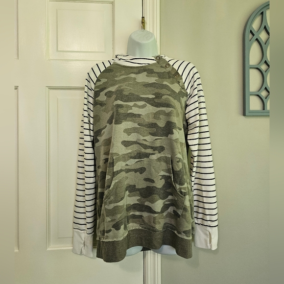 Maurices Tops - Maurices Camouflage and Striped Sweatshirt